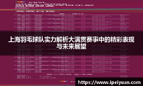 上海羽毛球队实力解析大满贯赛事中的精彩表现与未来展望